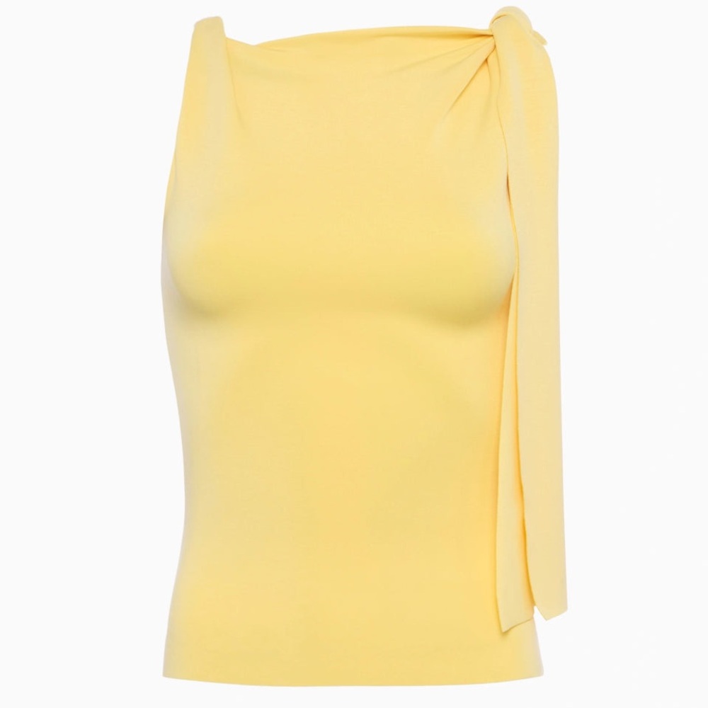 KHY - sueded stretch knotted top in butter yellow